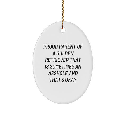 Funny Golden Retriever Dog Gifts for Proud Parents, Oval Ornament Christmas Decorations from Men to Family - Image 1