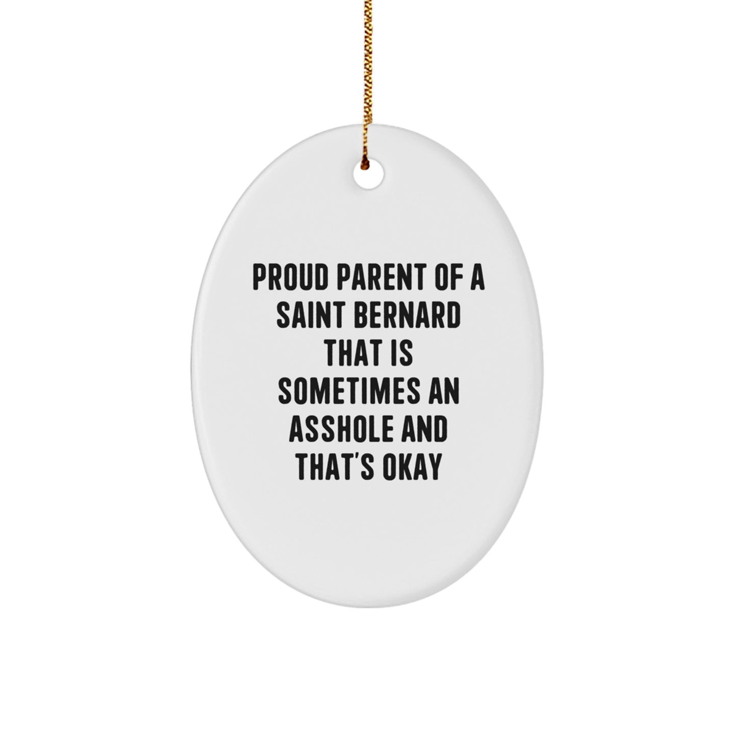 Funny Saint Bernard Dog Oval Ornament Gifts from Family and Friends for Saint Bernard Dog Owners, Men, Women, and Kids Christmas Unique Presents - Image 1