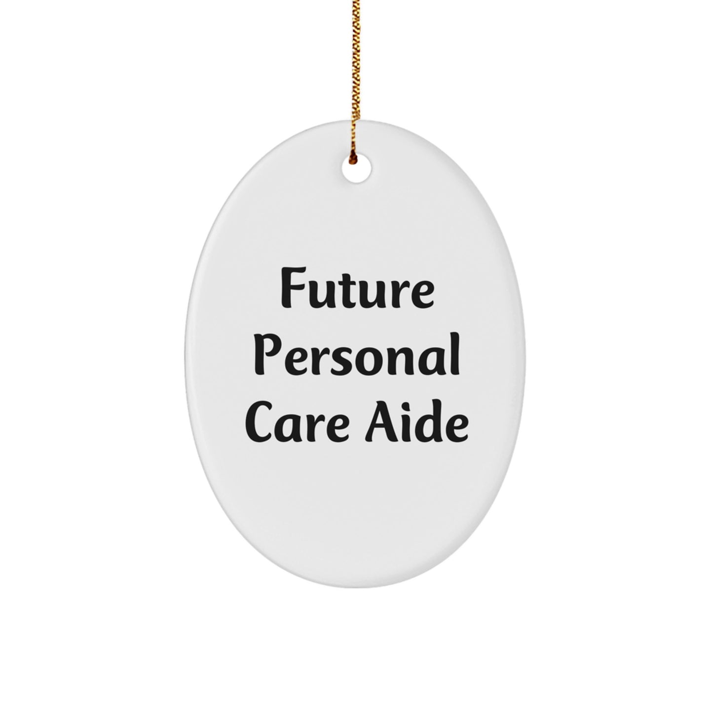 Funny Future Personal Care Aide Gifts for Her, Oval Ornament with Inspirational Quote, Christmas Unique Gifts from Family - Image 1