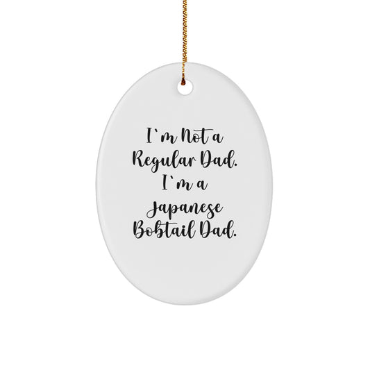 Japanese Bobtail Cat Oval Ornament - Funny Dad Gift for Christmas - White Oval Shaped - Gifts from Dads to Japanese Bobtail Cat Lovers - Image 1
