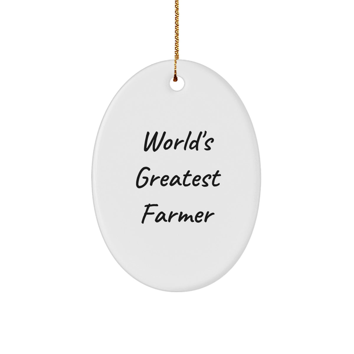 Funny Farmer Gifts - 'World's Greatest Farmer' Oval Ornament for Farmers, Men, Women, Christmas Unique Decorations - Image 1