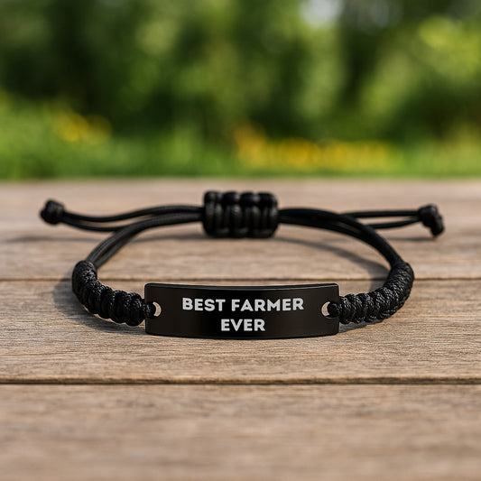 Funny Farmer Gifts for Men Best Farmer Ever Rope Bracelet Adjustable Black Rope Graduation Unique Gifts from Friends Coworkers - Image 2