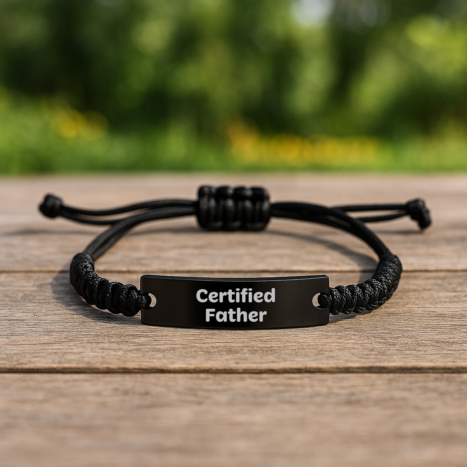 Funny Father Rope Bracelet Gifts from Men to Graduation Certified Dad, Adjustable Black Stainless Steel with Interlaced Rope, Inspirational Quote for Gifts for Father - Image 2
