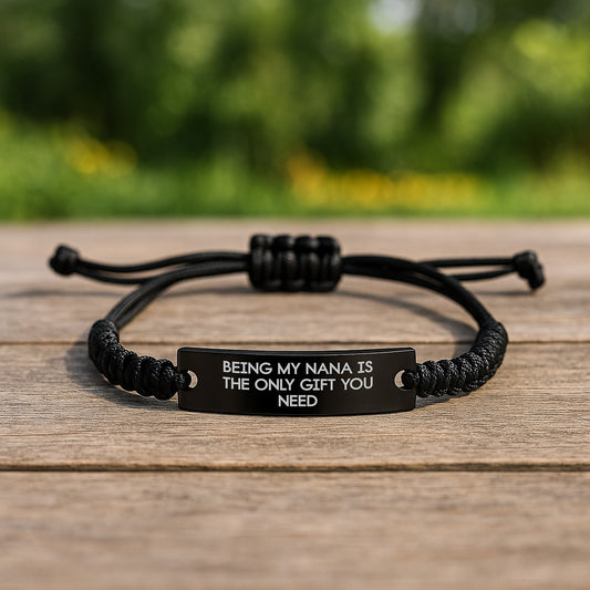 Funny Nana Gifts for Her - 'Being My Nana Is The Only Gift You Need' Rope Bracelet, Adjustable & Engraved, Gifts from Family to Nana, Graduation Gifts for Nana - Image 2