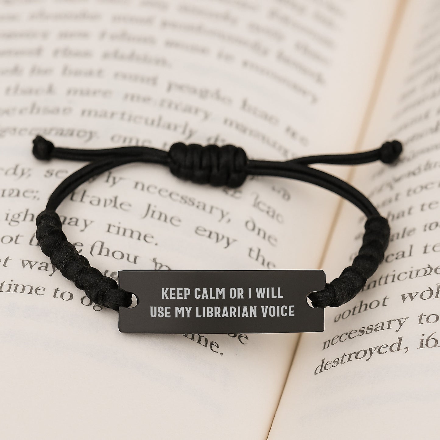 Funny Rope Bracelet Gifts for Librarians from Friends, Christmas Unique Rope Bracelets with Keep Calm Or I Will Use My Librarian Voice, Rope Librarian Accessories for Women and Men - Image 3