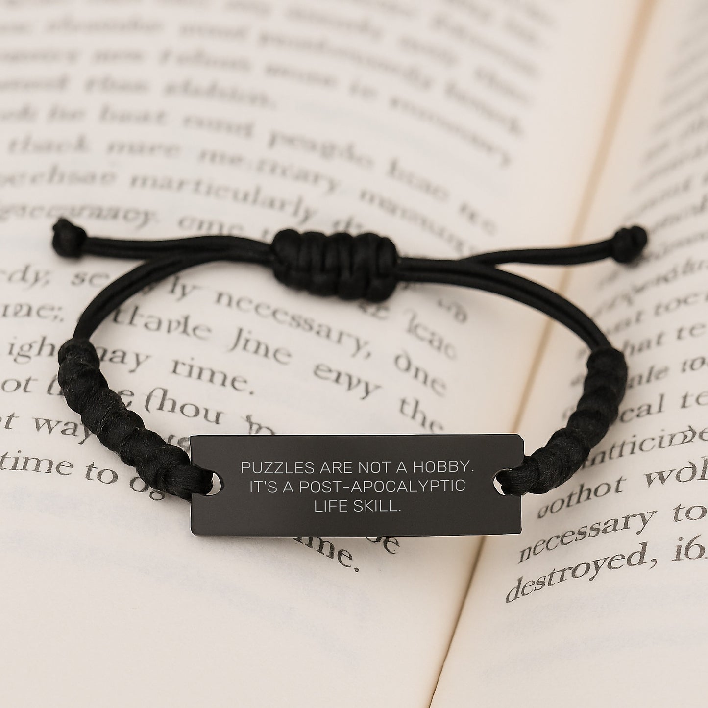 'Puzzles' Rope Bracelet, Funny Quote Gift for Puzzles Lovers, Birthday Unique Gifts from Friends, Adjustable Rope Jewelry for Men and Women - Image 3