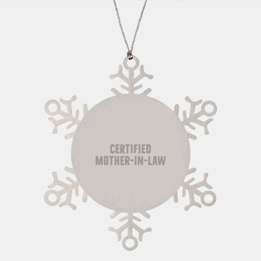 Funny Certified Mom-in-law Snowflake Ornament Gifts from Family for Christmas Unique Presents - Image 1