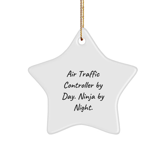 Air Traffic Controller Gifts from Men - Star Ornament By Day Ninja By Night Christmas Unique Presents - Image 1