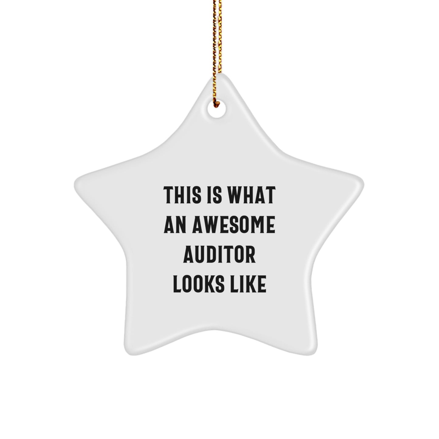 Auditor Gifts from Friends - Funny Star Ornament, 'This Is What An Awesome Auditor Looks Like' Quote, Christmas Unique Gifts for Auditor - Image 1