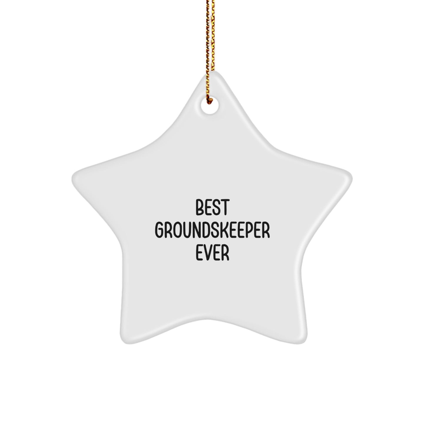 Funny groundskeeper Gifts from Men to Christmas Unique Decorations, Best groundskeeper Ever Star Ornament, White Star Shaped Decoration - Image 1