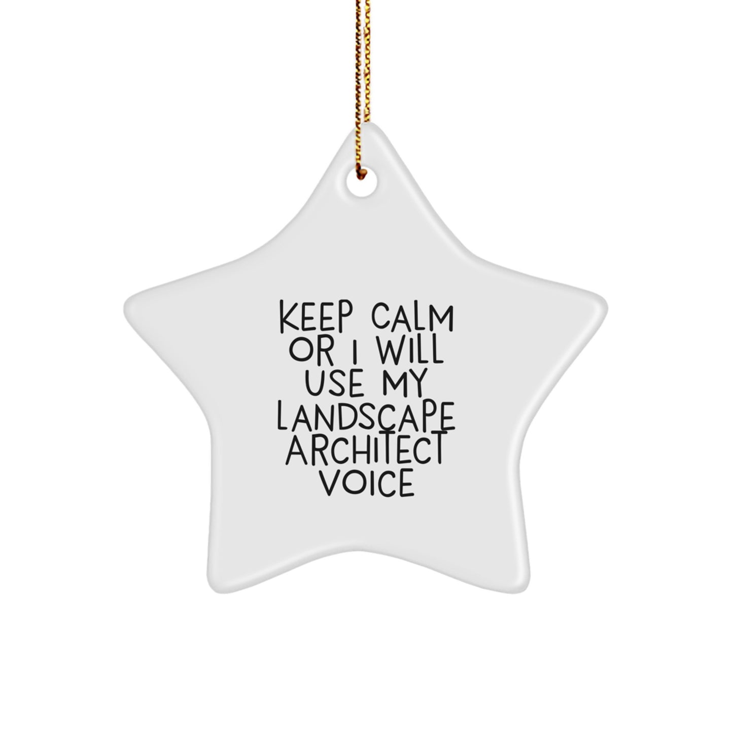 Funny Landscape Architect Gifts from Friends, Christmas Unique Star Ornaments for Men, Women, or Coworkers, 'Keep Calm Or I Will Use My Landscape Architect Voice' - Image 1
