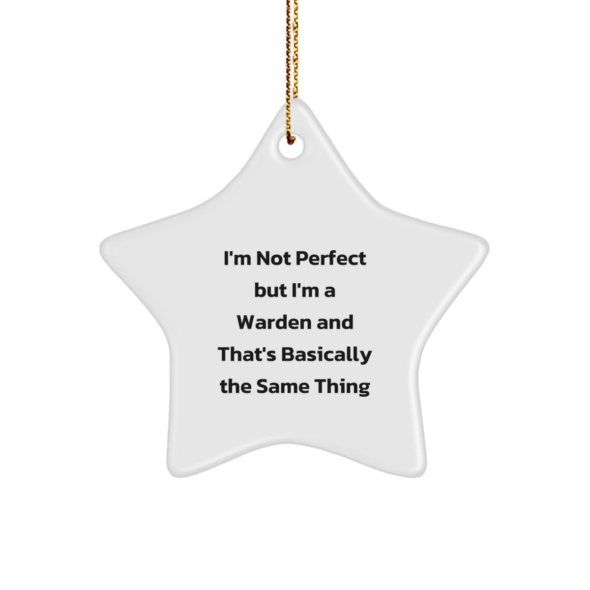 Funny Warden Star Ornament Gifts from Family or Friends for Christmas - 'I'm Not Perfect' - Image 1