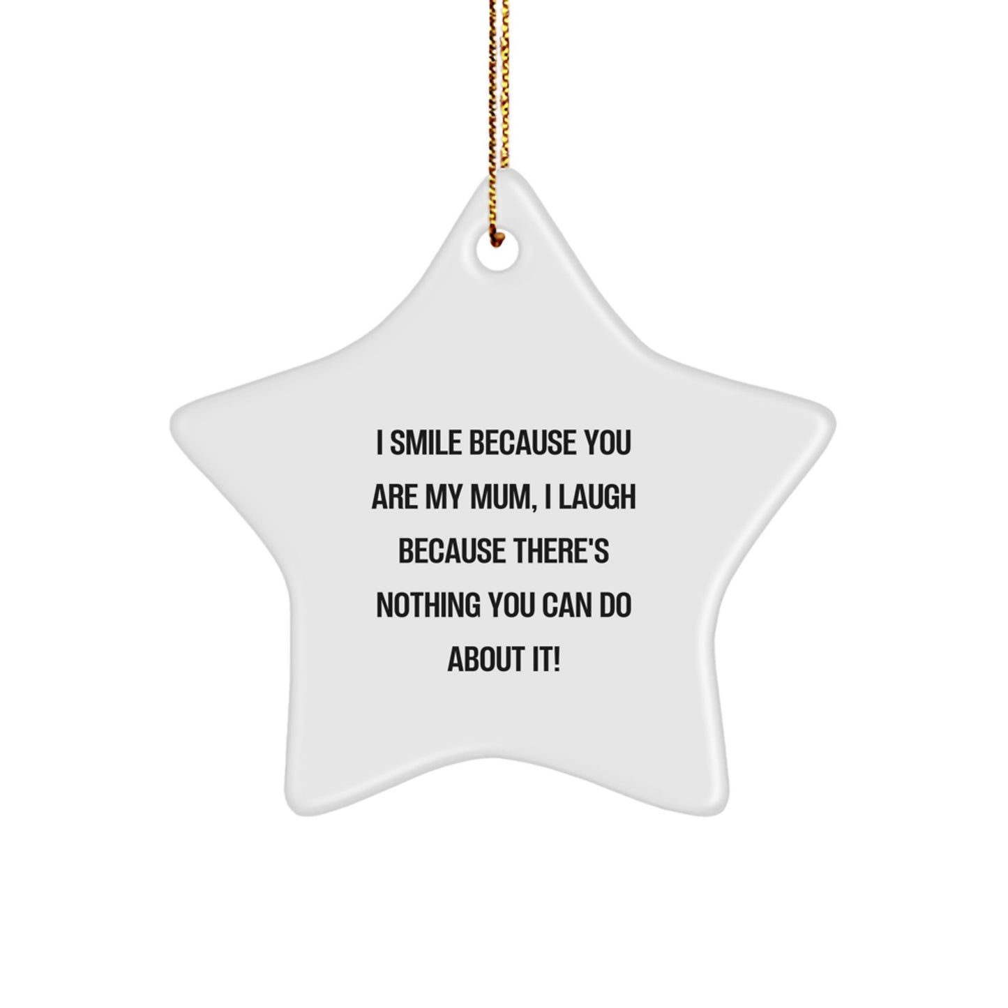 Funny Mum Christmas Star Ornament Gifts from Family, Gifts for Mum, I Smile Because You Are My Mum, I Laugh Because There's Nothing You Can Do About It! - Image 1