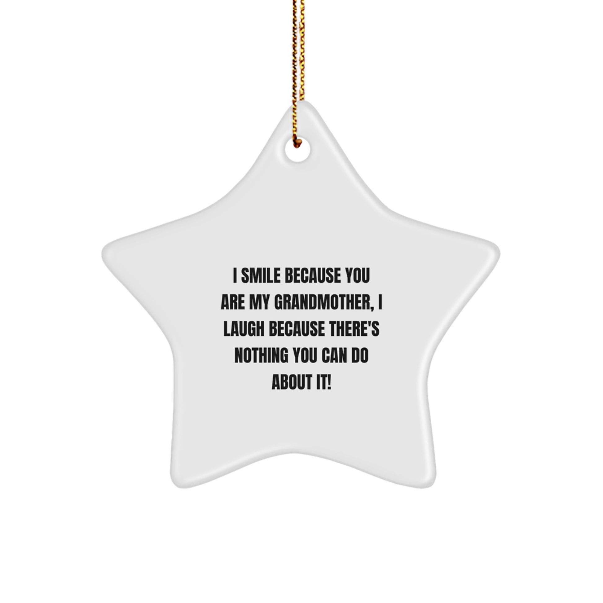 Funny Grandmother Gifts from Men to You - Star Ornament, 'I Smile Because You Are My Grandmother, I Laugh Because There's Nothing You Can Do About It!' - Unique Christmas Unique Gift for Grandmother - Image 1