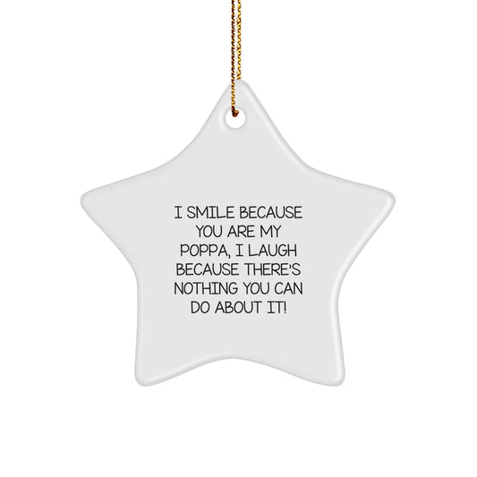 Funny Poppa Star Ornament Gifts for Him from Family, Christmas Unique Gifts, Inspirational Quote Star Decoration - Image 1