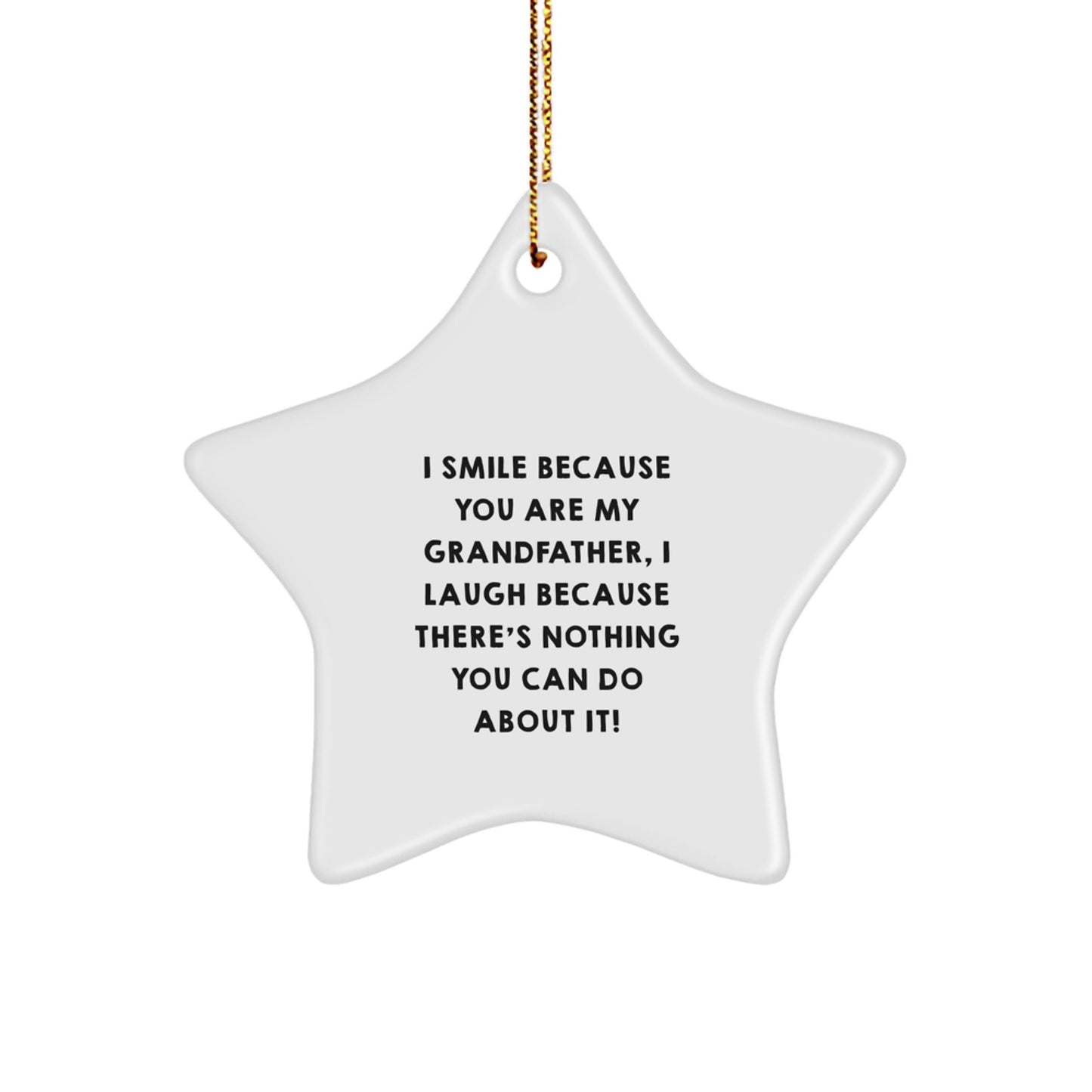 Funny Grandfather Gifts from Family - Star Ornament for Grandfather, 'I Smile Because You Are My Grandfather, I Laugh Because There's Nothing You Can Do About It!' Christmas Unique Gifts for Grandpa - Image 1