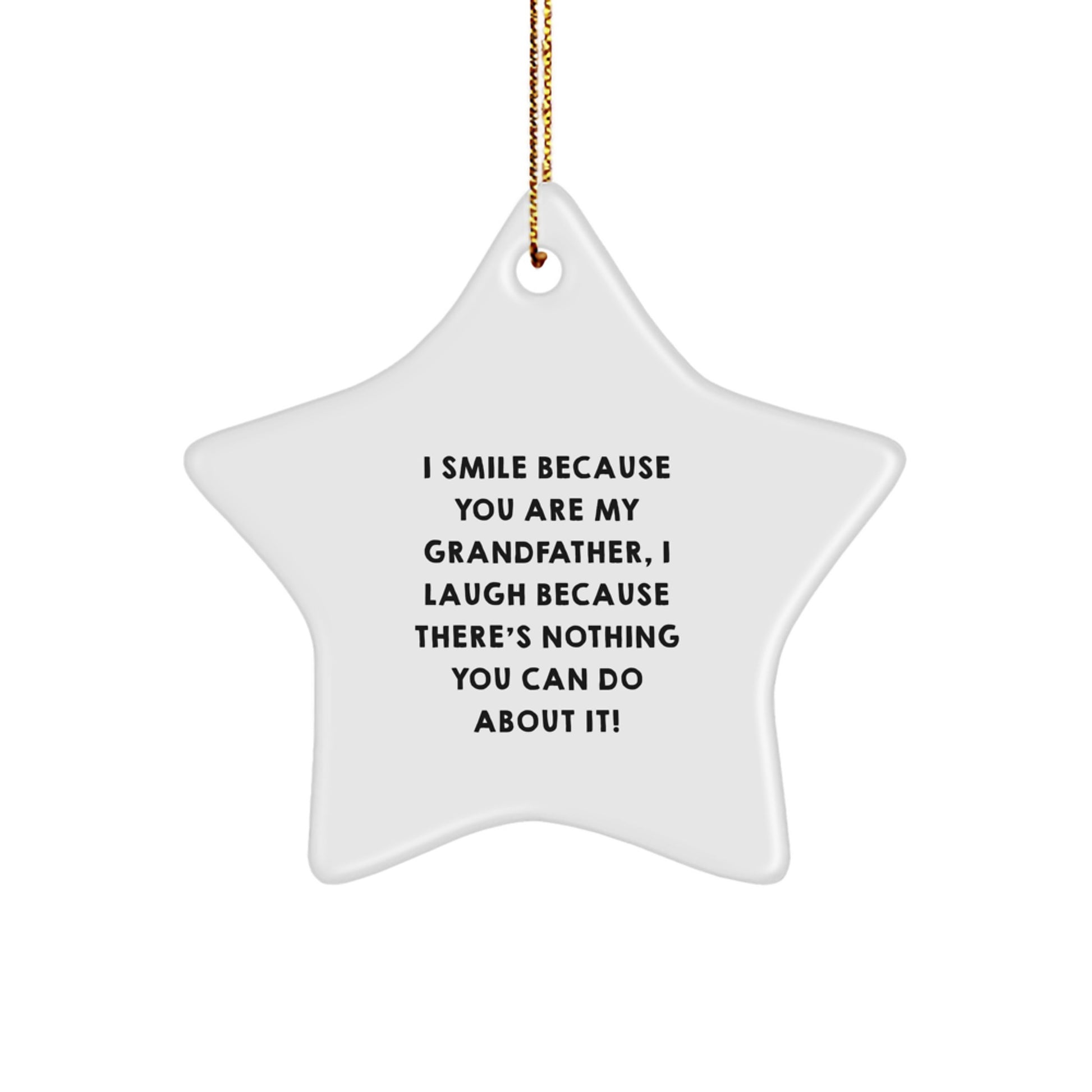 Funny Grandfather Gifts from Family - Star Ornament for Grandfather, 'I Smile Because You Are My Grandfather, I Laugh Because There's Nothing You Can Do About It!' Christmas Unique Gifts for Grandpa - Image 1