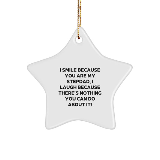 Stepdad Gifts from Family - Funny Star Ornament, 'I Smile Because You Are My Stepdad, I Laugh Because There's Nothing You Can Do About It!' - Image 1
