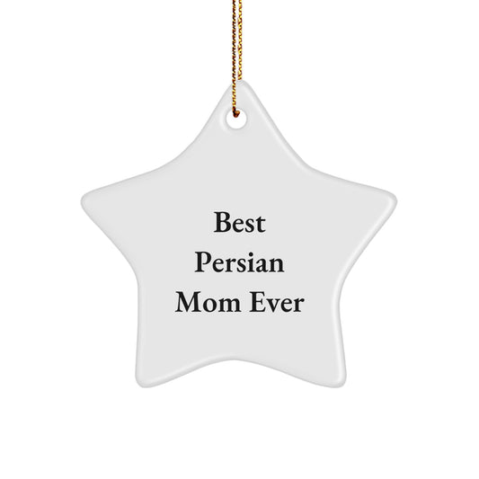 Funny Persian Cat Mom Gifts from Family, Christmas Unique Star Ornament for Best Mom Ever - Image 1