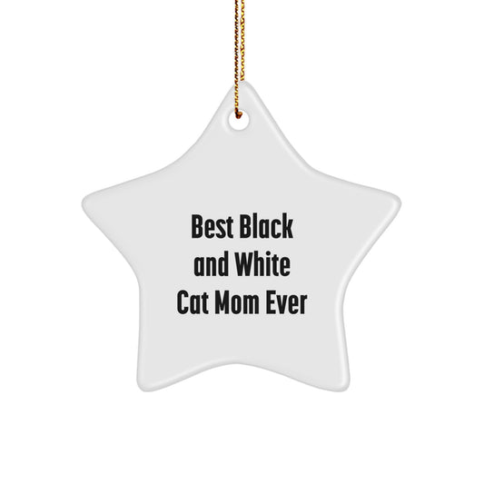 Black and White Cat Mom Gifts from Friends for Black and White Cat Lovers, Star Ornament, Funny Quote, Christmas Unique Gifts - Image 1