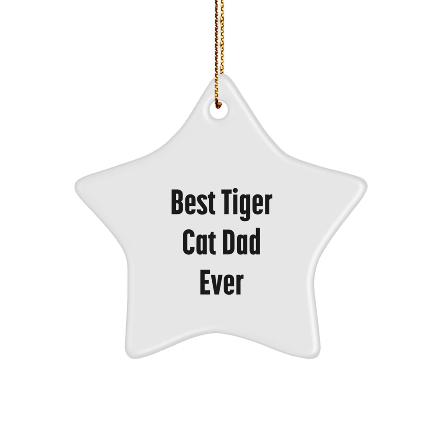 Tiger Cat Dad Ever Funny Gifts from Family for Christmas Unique Tiger Cat Star Ornament - Image 1