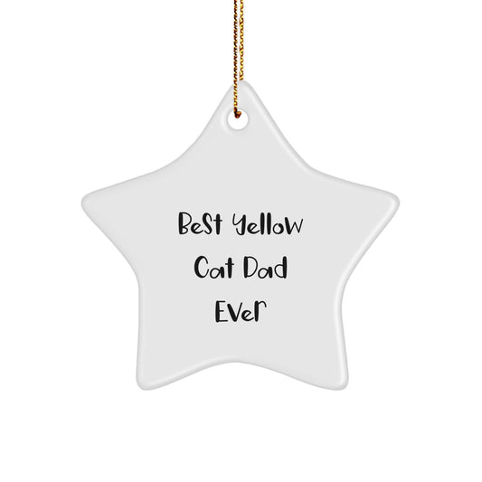 Funny Yellow Cat Dad Ever Gifts for Men from Family - Star Ornament for Christmas - Image 1