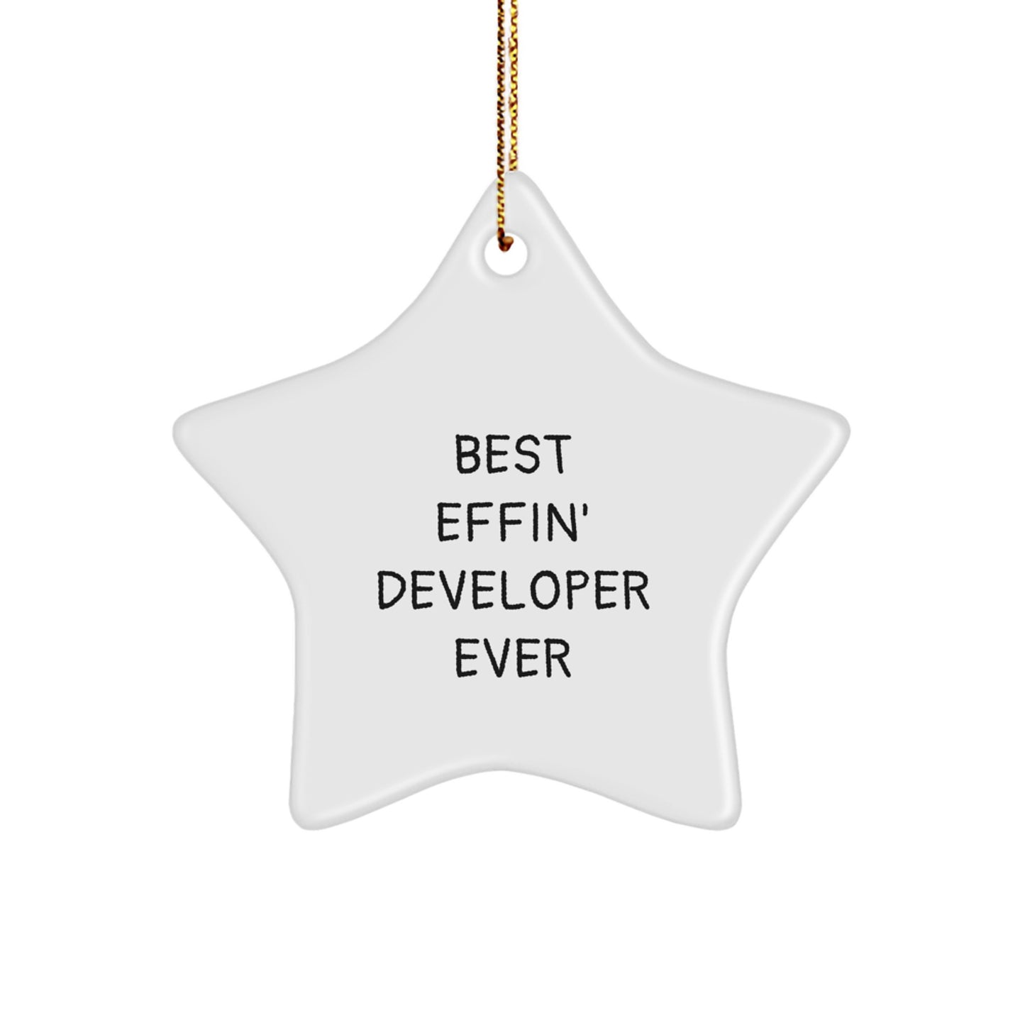 Funny Developer Gifts from Men, Best Effin' Developer Ever Star Ornament, Christmas Unique Gifts for Developer - Image 1