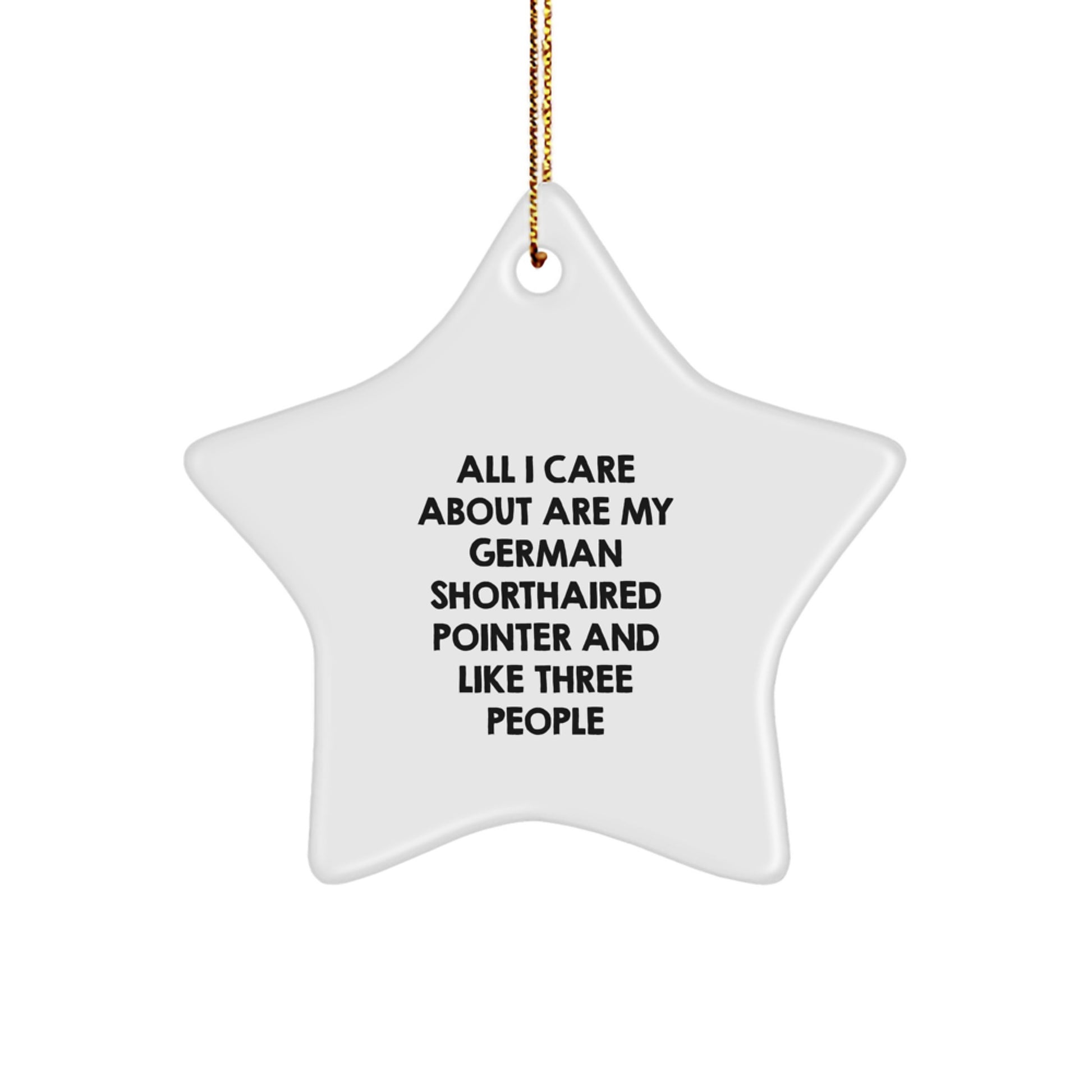 German Shorthaired Pointer Dog Gifts from Men to Friends - Christmas Unique Gifts - Star Ornament with 'All I Care About Are My German Shorthaired Pointer And Like Three People' Quote - Image 1