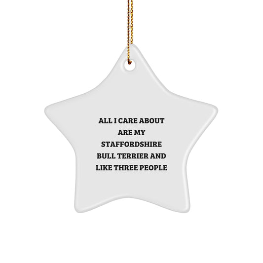 Funny Staffordshire Bull Terrier Dog Gifts from Men to Family - Unique Star Ornament for Christmas - Image 1