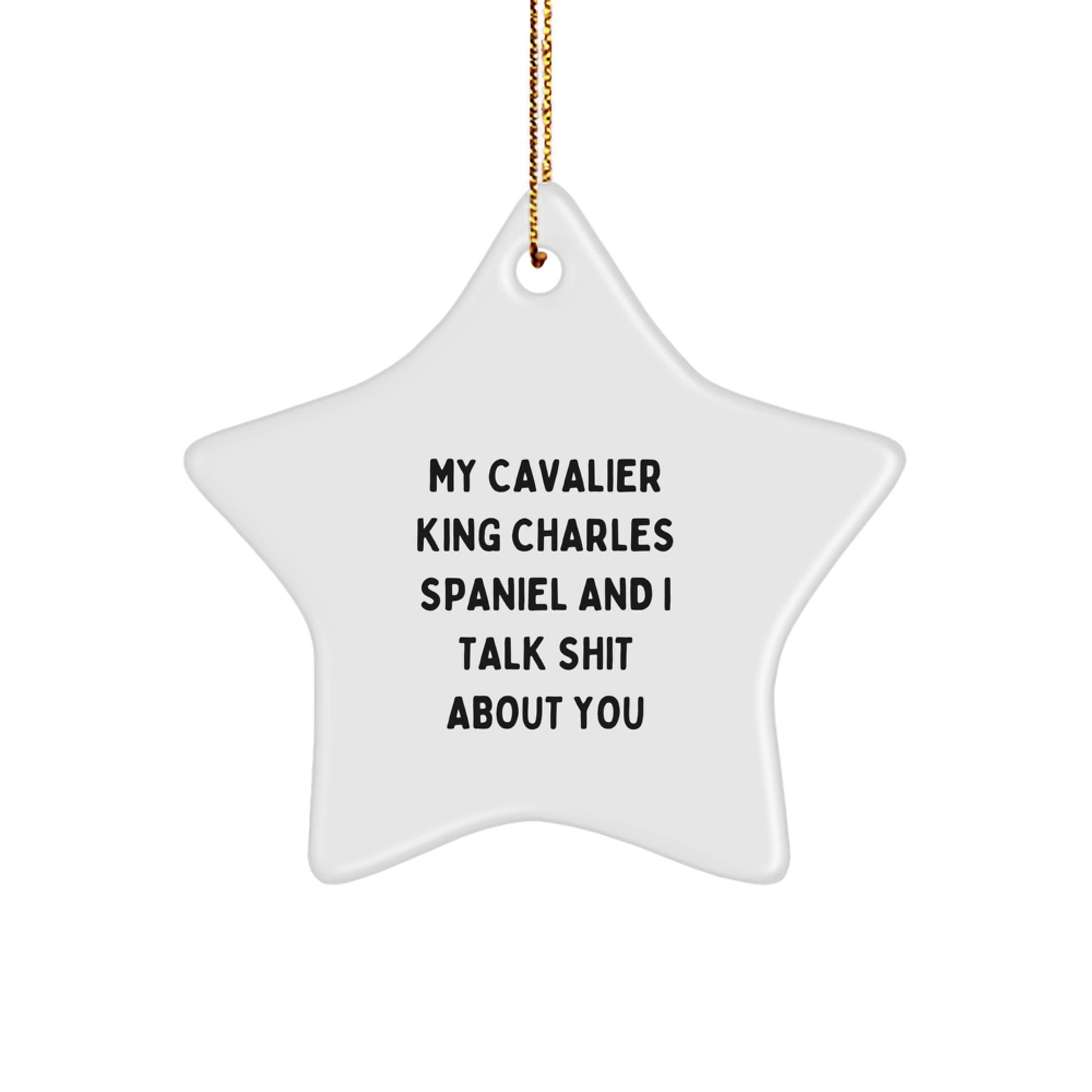 Funny Cavalier King Charles Spaniel Dog Christmas Star Ornament Gifts from Friends - 'My Cavalier King Charles Spaniel And I Talk Shit About You' - Image 1
