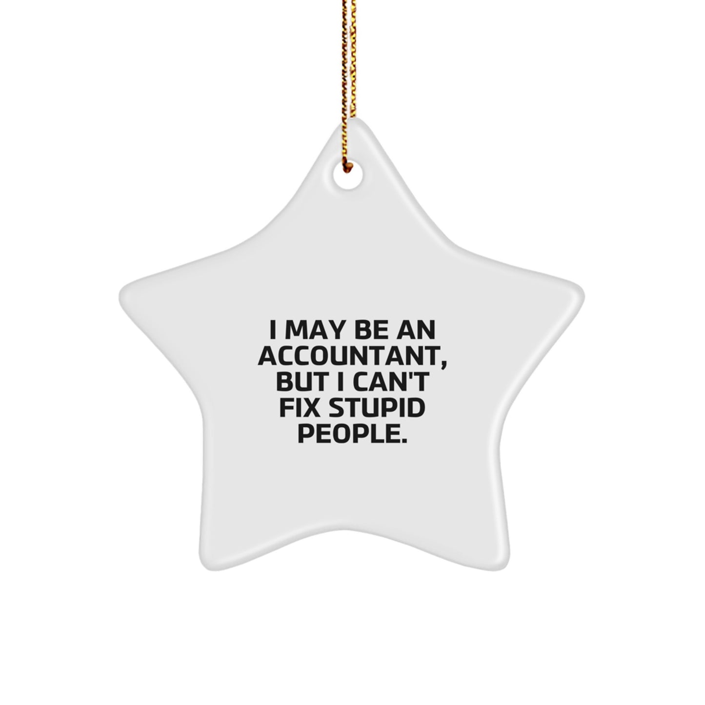 Funny Accountant Gifts from Family and Friends, Christmas Unique Gifts for Office Workers, Star Ornament Quote 'I May Be An Accountant But I Cant Fix Stupid People' Decorations - Image 1
