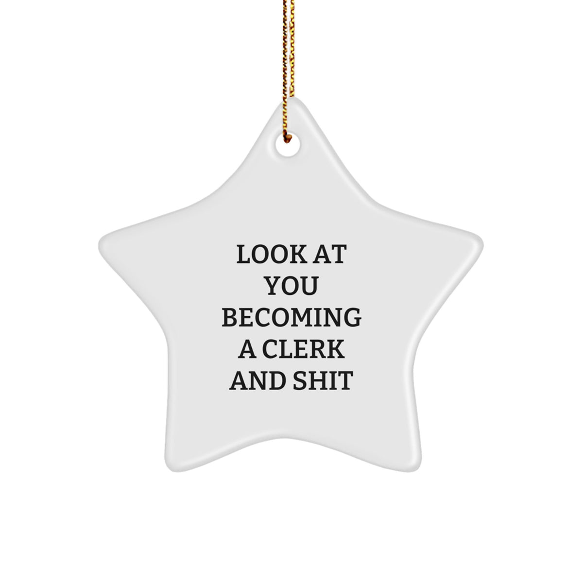 Funny Clerk Gifts, 'Look At You Becoming A Clerk And Shit' Star Ornament for Clerk Men, Christmas Unique Gifts from Friends to Family - Image 1