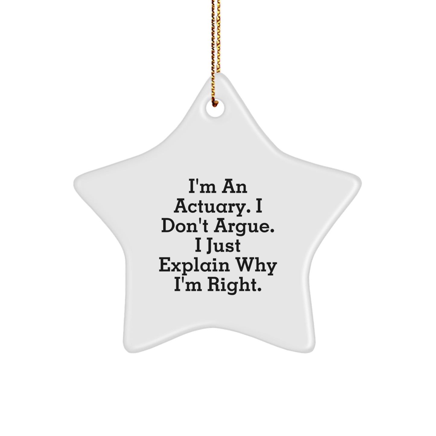 Funny Actuary Gifts, I'm An Actuary I Don't Argue Star Ornament for Actuary, Christmas Unique Gifts from Family to Actuary Men - Image 1