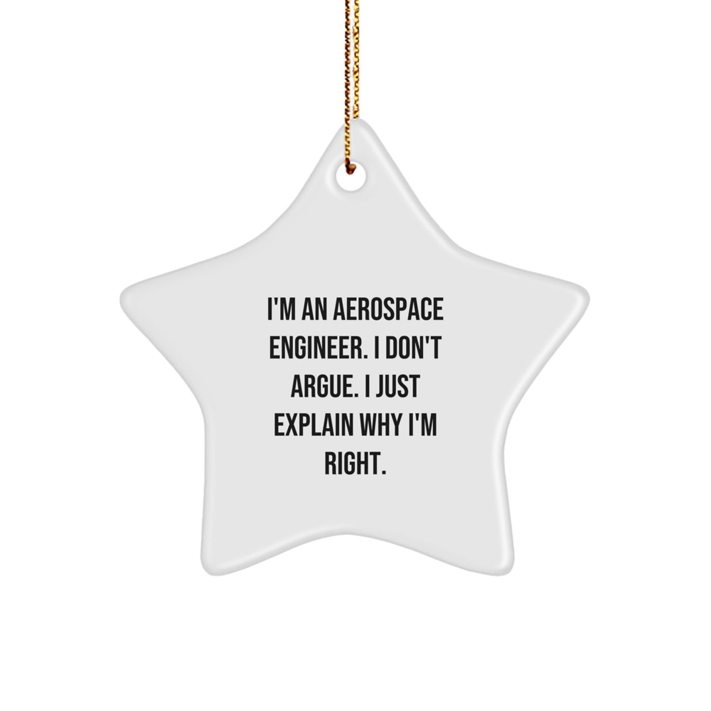 Funny Aerospace Engineer Star Ornament Gifts for Men Women Friends Coworkers Family, Inspirational Christmas Unique Gifts, I'm An Aerospace Engineer I Don't Argue I Just Explain Why I'm Right. - Image 1