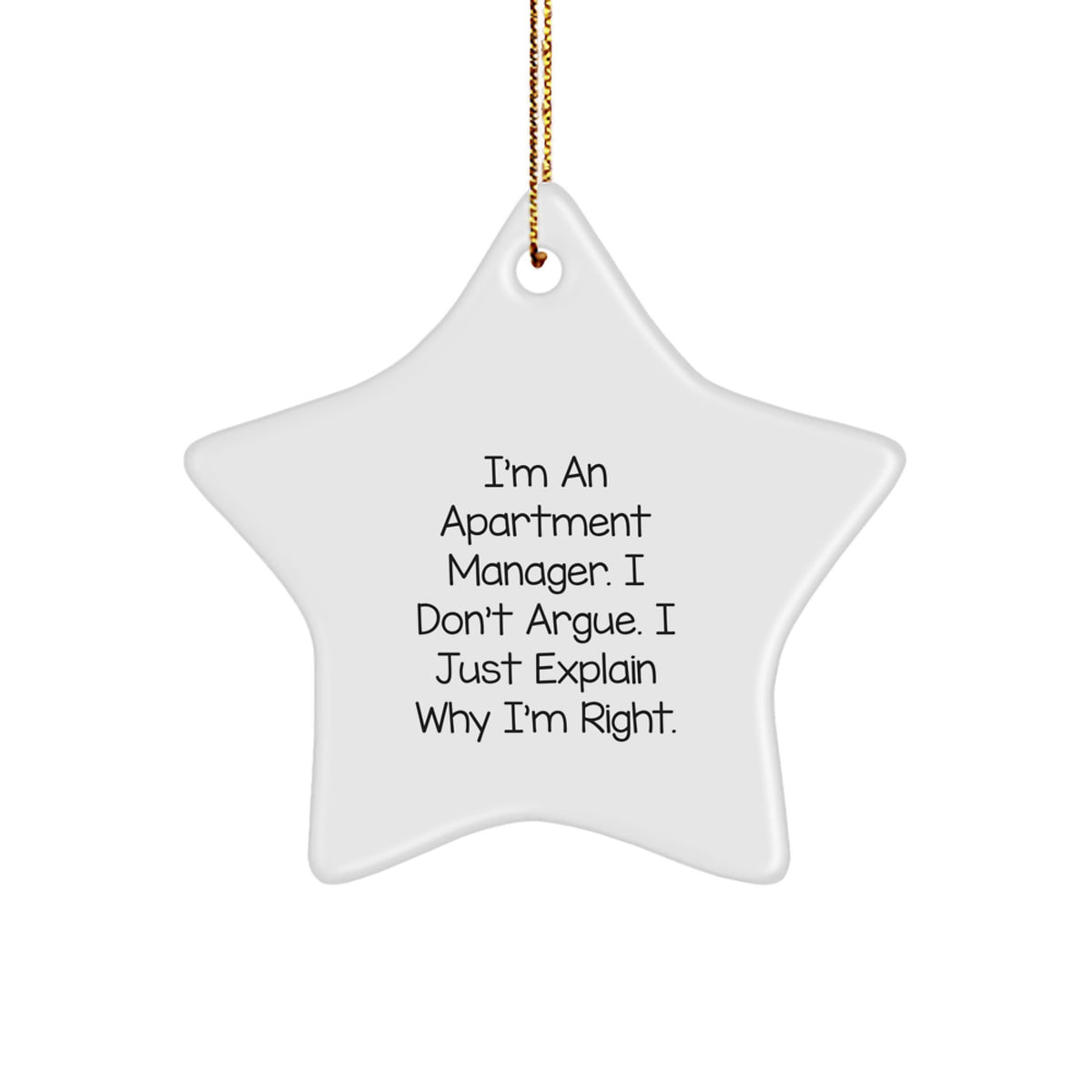 Christmas Ornament Gift for Kids Apartment Manager, I Don't Argue - Image 1