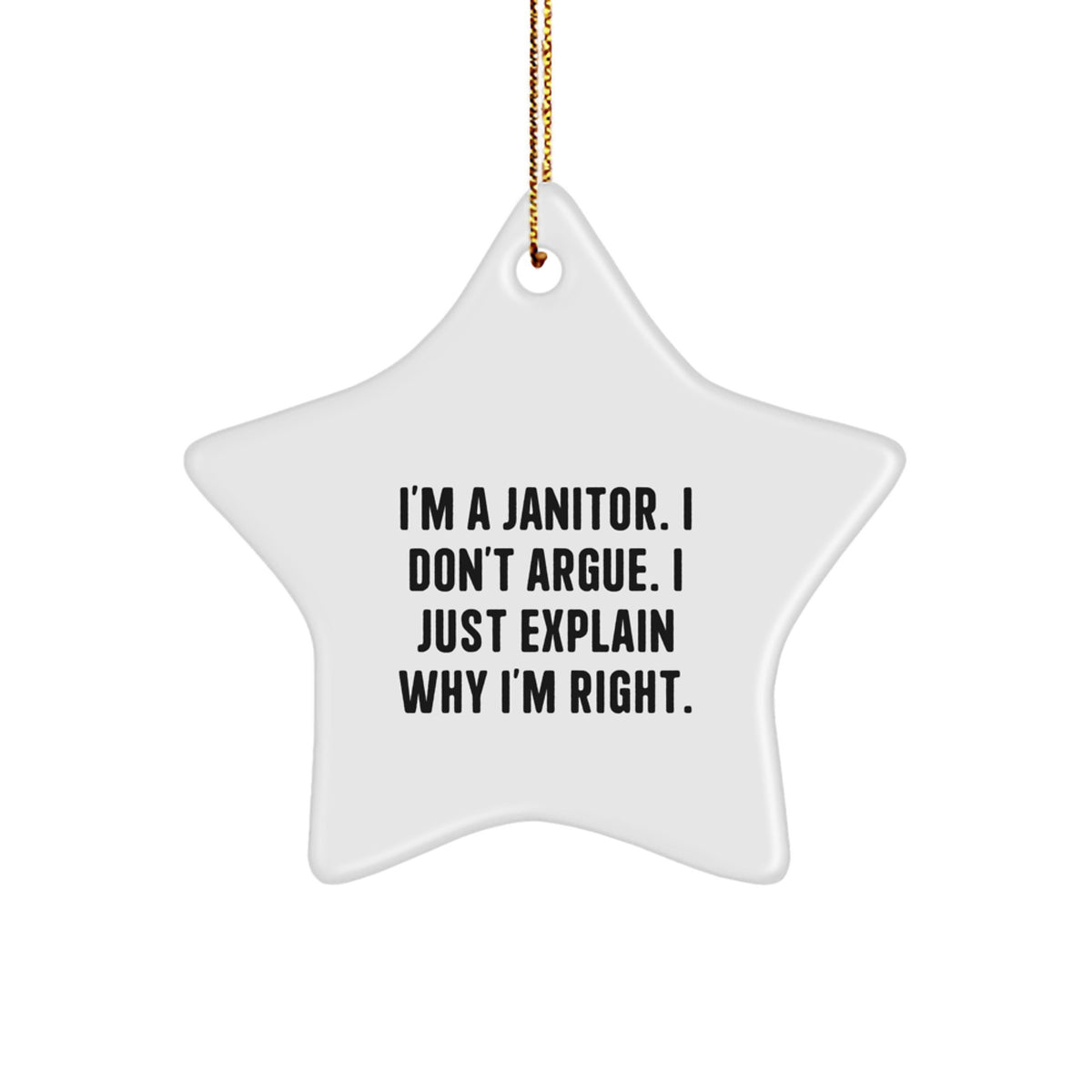Funny Janitor Star Ornament Gifts from Friends for Janitors, Men, Coworkers, 'I'm A Janitor. I Don't Argue. I Just Explain Why I'm Right.', Christmas Unique Gifts - Image 1