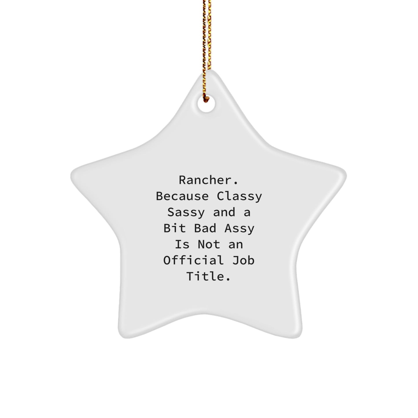 Rancher Gifts - Funny Star Ornament, 'Rancher. Because Classy Sassy And A Bit Fearlessy Is Not An Official Job Title.' Quote, Christmas Unique Gifts from Men, Friends, Family - Image 1