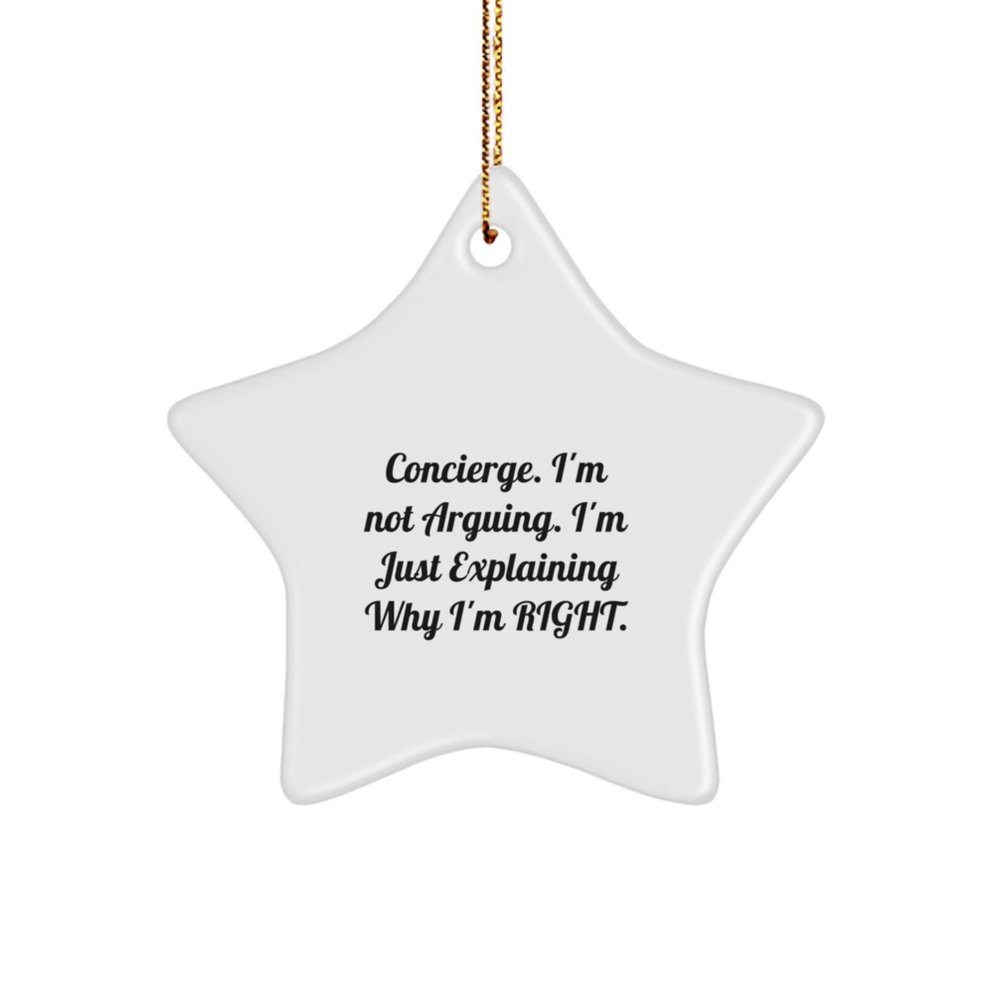 Gifts from Men, Funny Concierge Christmas Star Ornament, Gifts for Concierge - Image 1