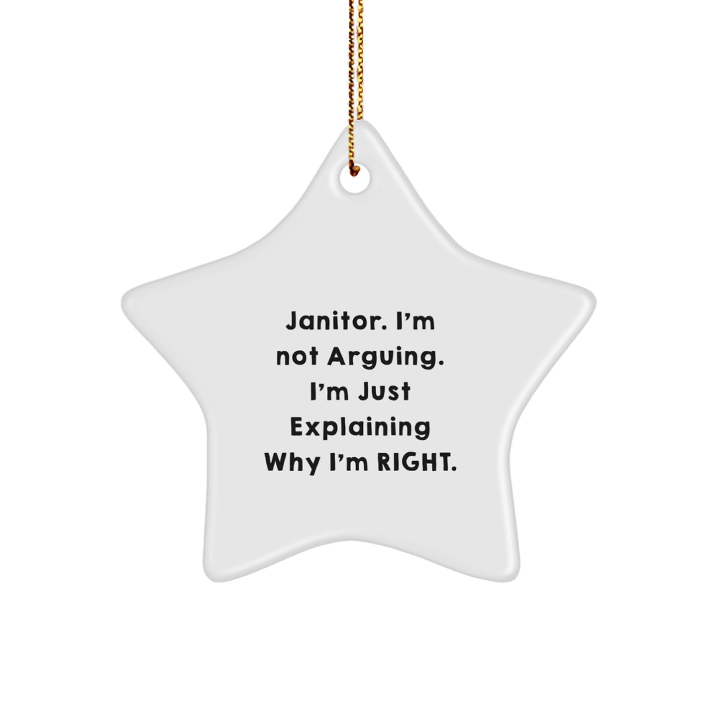 Janitor Humor Gifts from Men to Janitor, Funny Star Ornament for Christmas Decorations, 'I'm Not Arguing. I'm Just Explaining Why I'm Right.' - Image 1