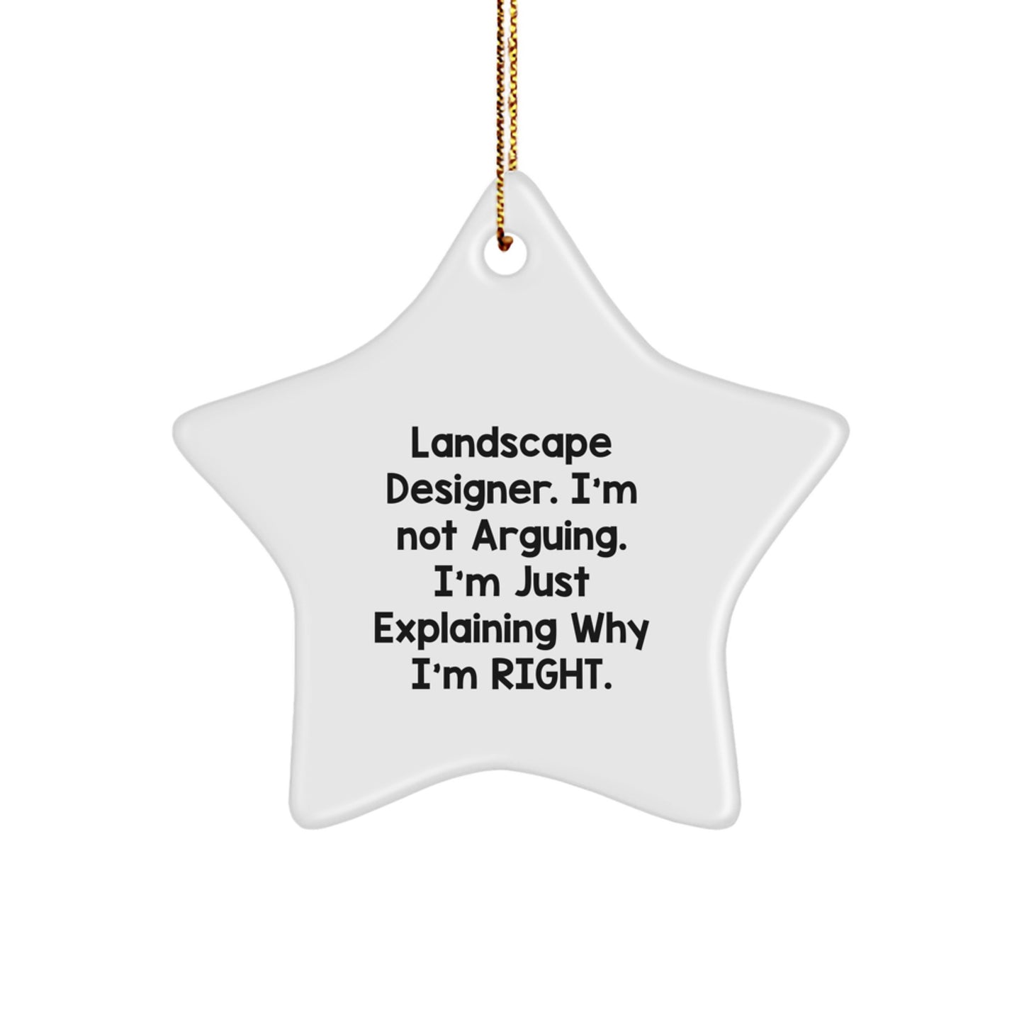 Funny Landscape Designer Gifts from Friends - Star Ornament with 'I'm Not Arguing. I'm Just Explaining Why I'm Right.' Quote for Christmas - Image 1
