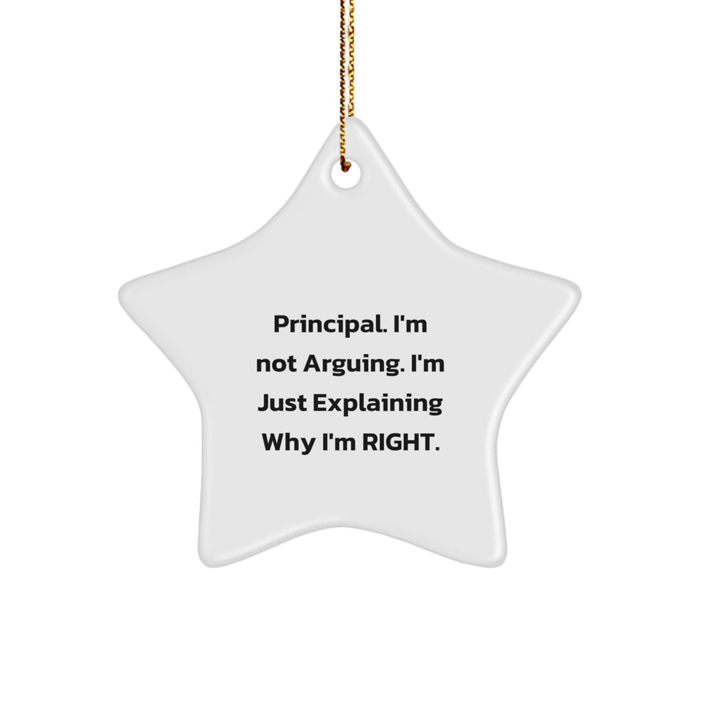 Funny Principal Star Ornament Gifts from Friends for Christmas, 'I'm Not Arguing. I'm Just Explaining Why I'm Right.', Unique Principal Gifts - Image 1