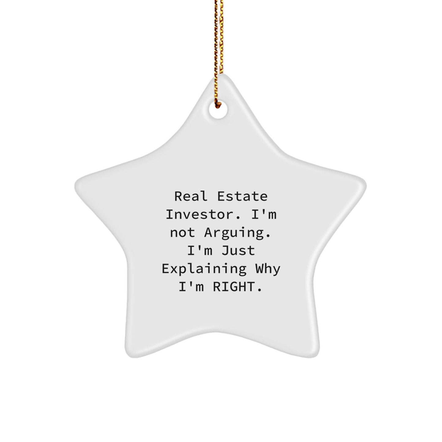 Funny Real Estate Investor Gifts from Men, Unique Gifts for Real Estate Investor Friends - Christmas Star Ornament - Image 1
