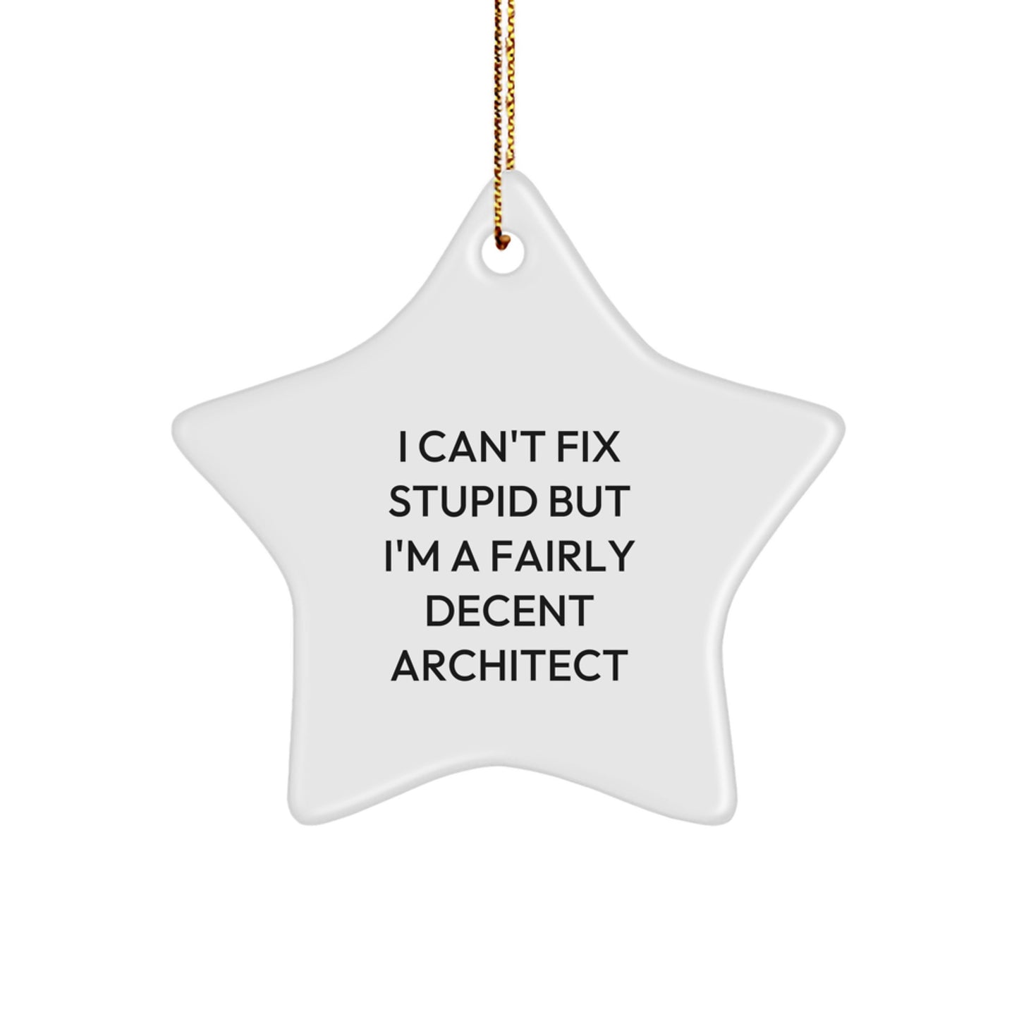 Funny Architect Star Ornament Gifts for Architects, Unique Christmas Decorations, I Can't Fix Stupid But I'm A Fairly Decent Architect Men Women Friends Coworkers Family Unique Gift - Image 1
