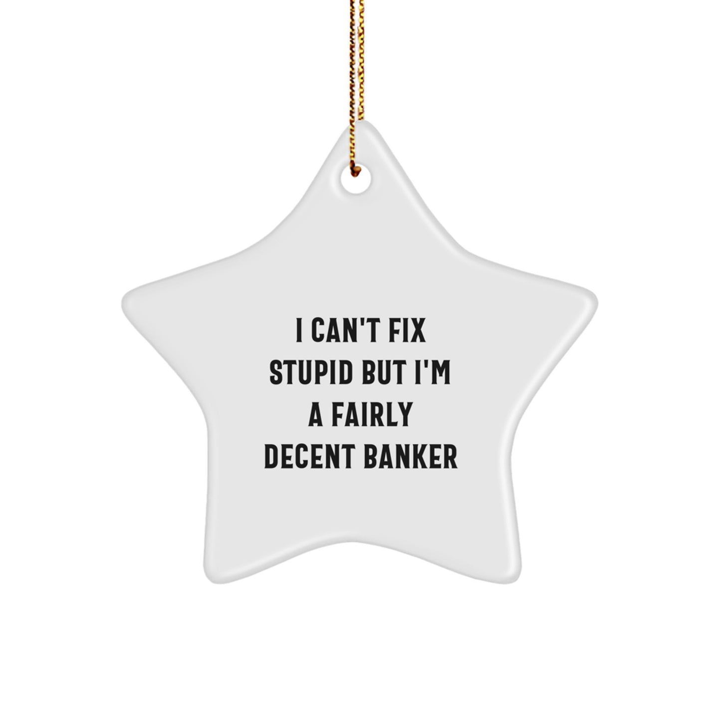 Funny Banker Gifts from Friends - I Can't Fix Stupid But I'm A Fairly Decent Star Ornament for Christmas - Image 1