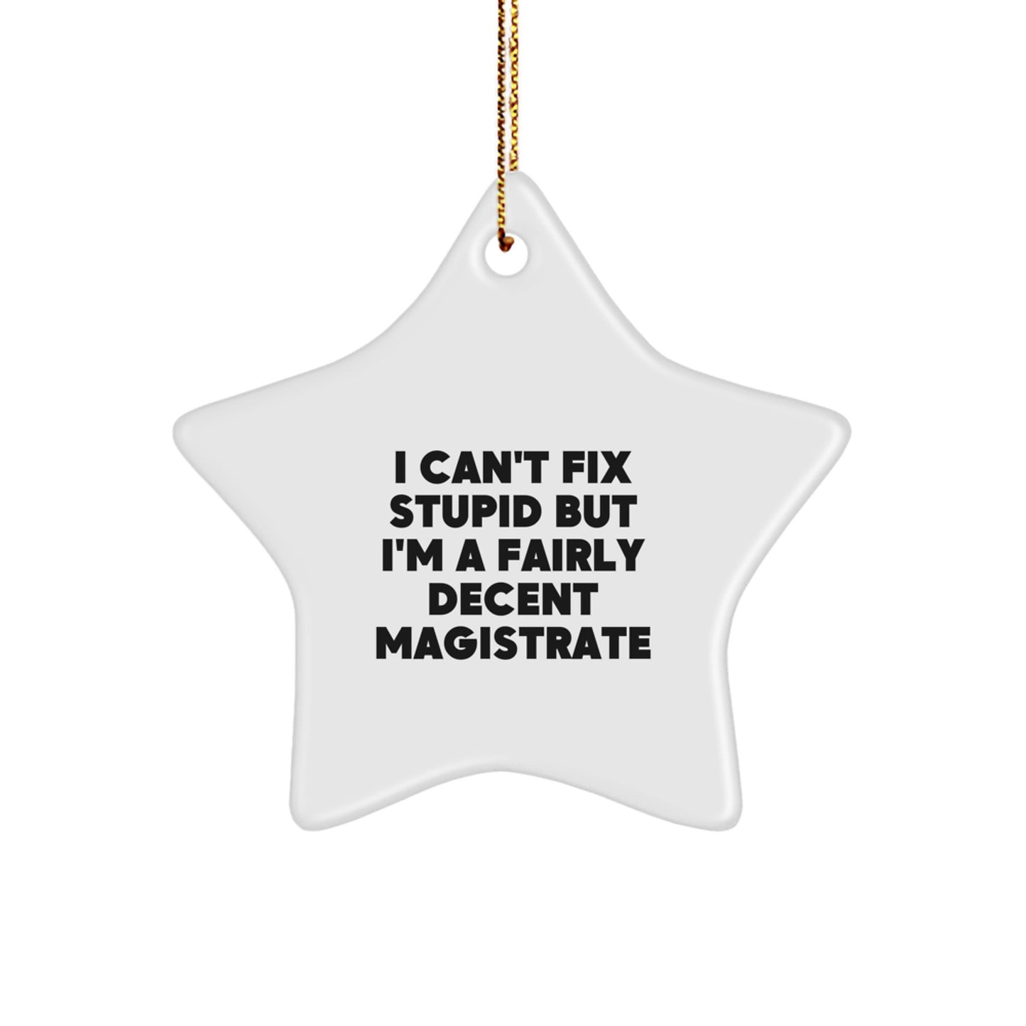 Magistrate Gifts - Funny Star Ornament, I Can't Fix Stupid But I'm A Fairly Decent Magistrate, Christmas Unique Gifts from Friends to Family - Image 1