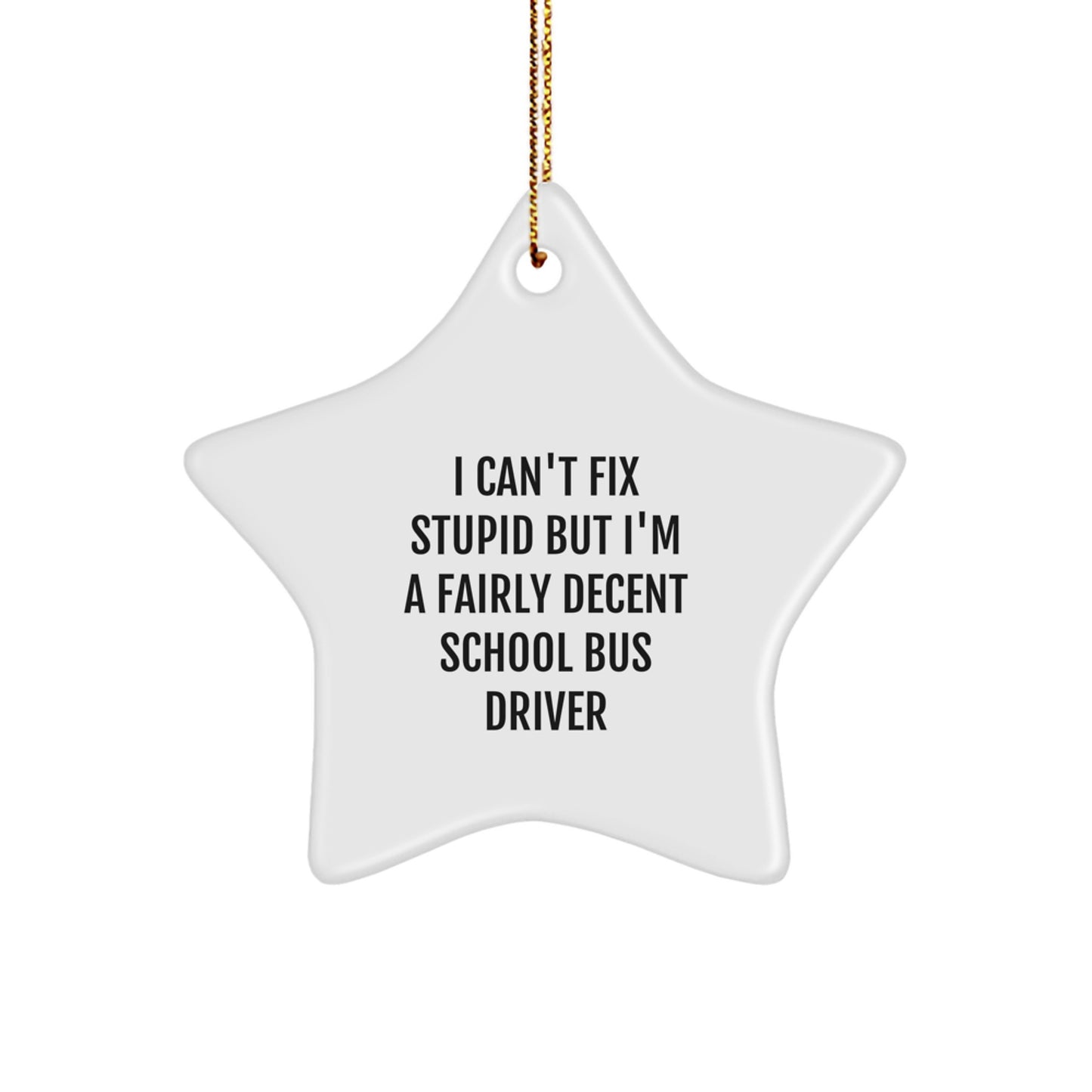 Funny School Bus Driver Gifts - I Can't Fix Stupid But I'm A Fairly Decent Star Ornament for Christmas, Gifts from Men to School Bus Driver - Image 1