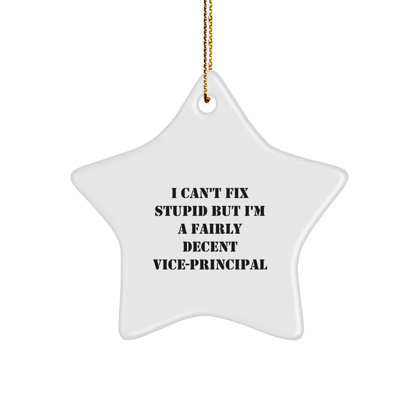 Funny Vice-principal Gifts - I Can't Fix Stupid But I'm A Fairly Decent Vice-principal Star Ornament for Christmas - Image 1