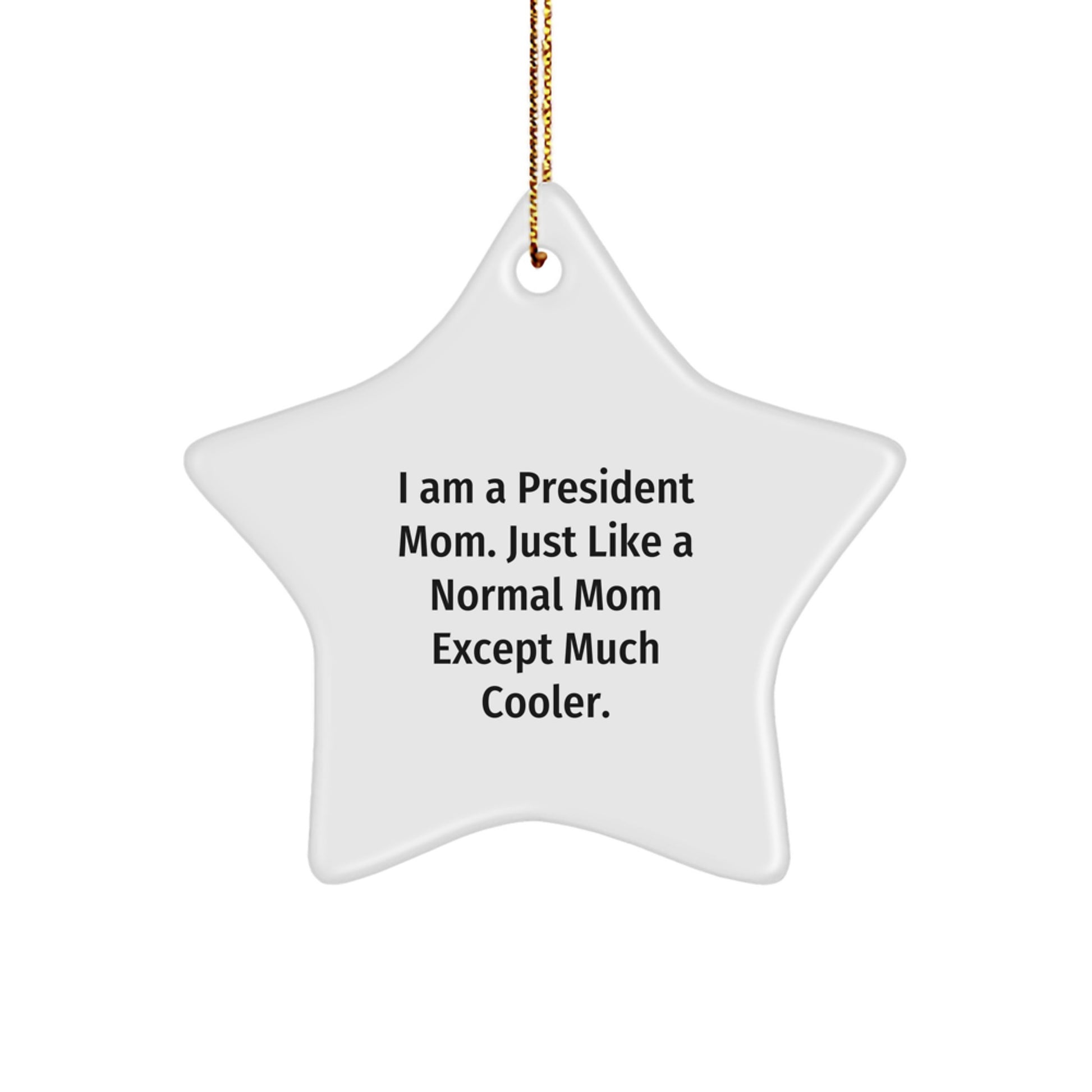 President Star Ornament, Funny Quote Gifts for President Mom, White Star Shaped Gifts from Family to President, Perfect for Christmas Decorations, Gifts from Family - Image 1