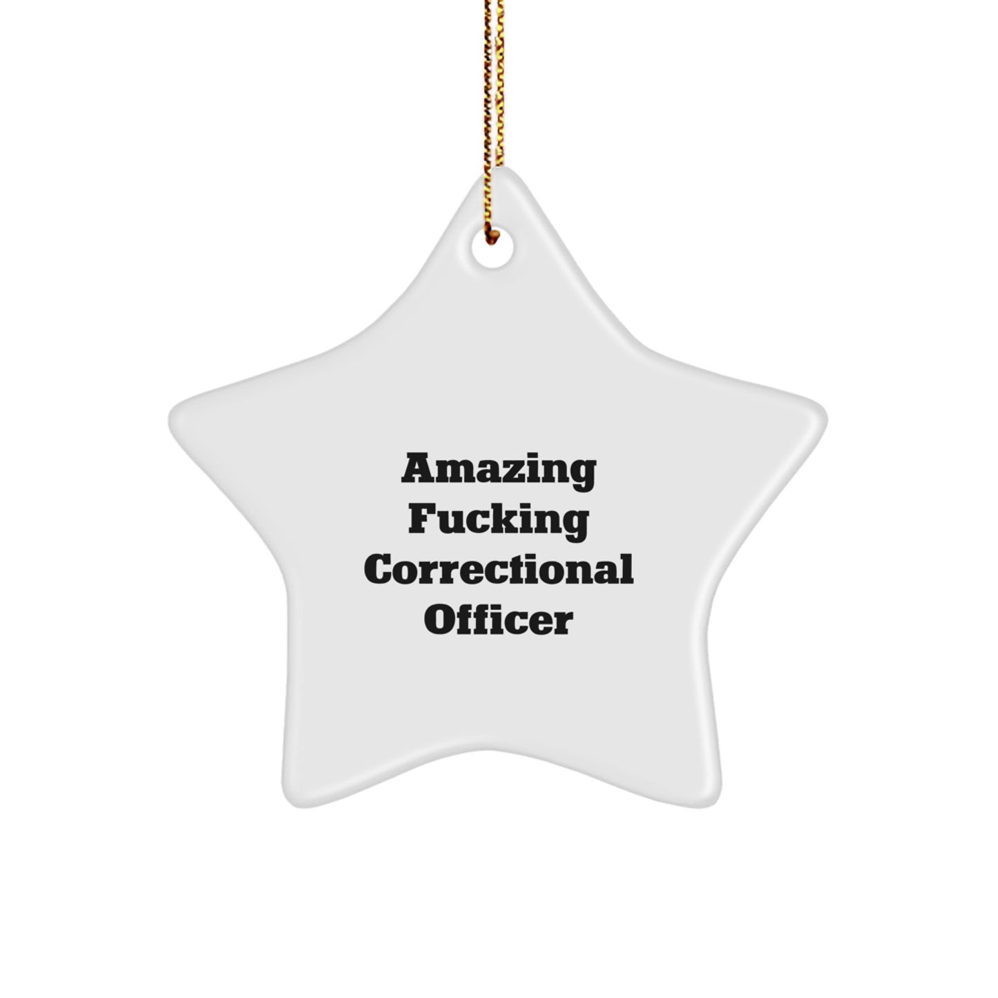 Funny Correctional Officer Star Ornament, 'Amazing F--king Correctional Officer' Quote, Gifts from Family for Men, Unique Christmas Unique Gifts - Image 1