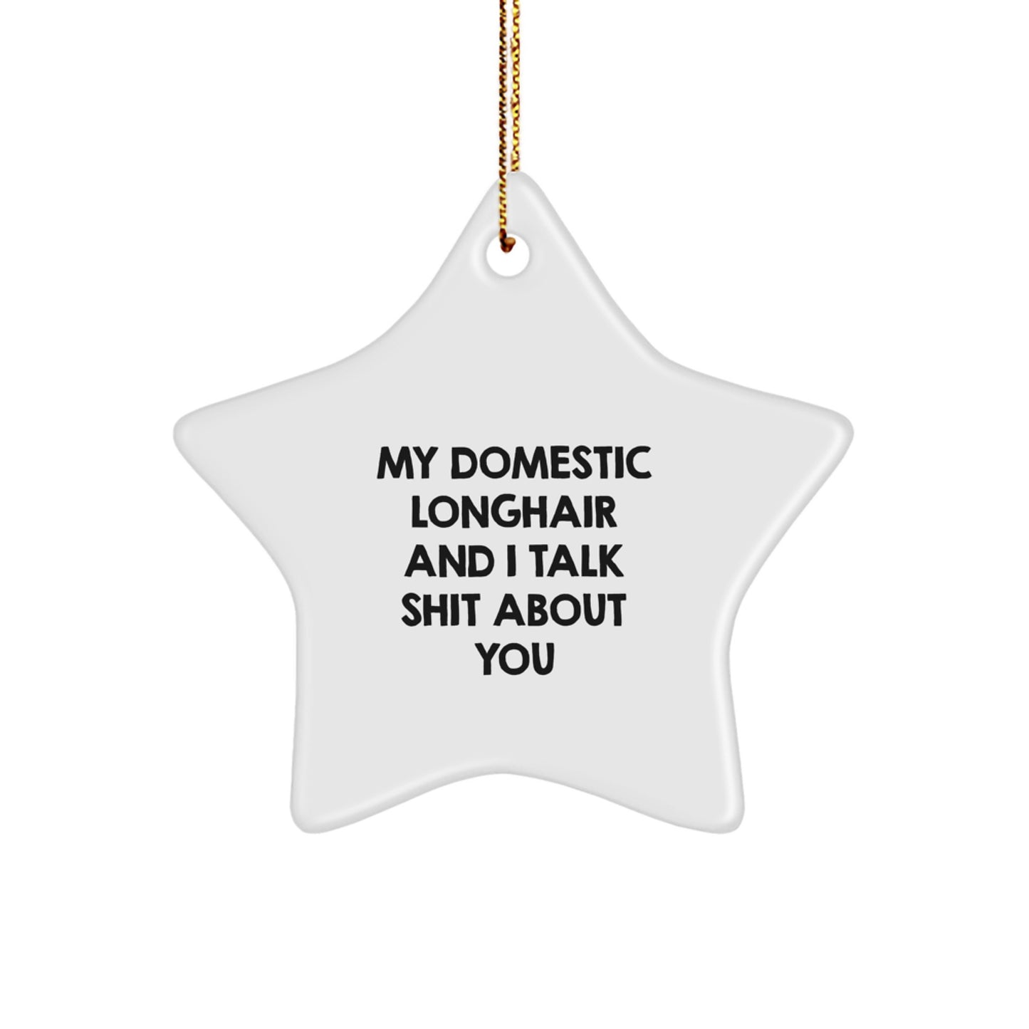 Funny Domestic Longhair Cat Star Ornament Gifts from Friends for Christmas Decorations - Image 1